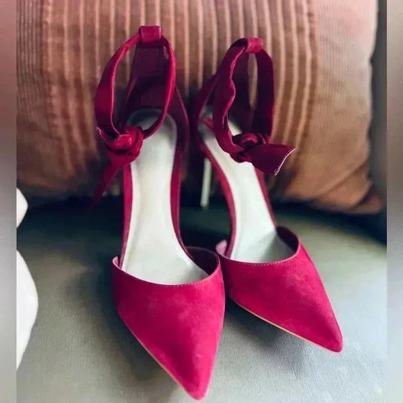 Aldo Red Pointed Toe Dress Sandal Strap Heels size 6.5 - Picture 5 of 9